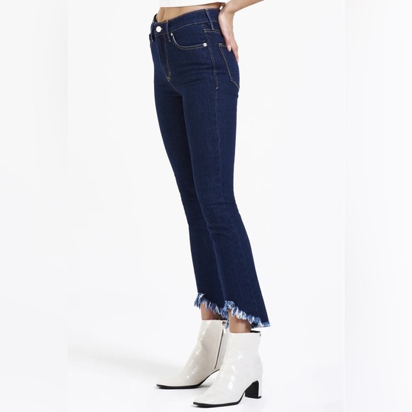 Dear John | High Rise Ankle Flare Distressed Jeans | Dark Wash | Size 29 - Picture 2 of 9